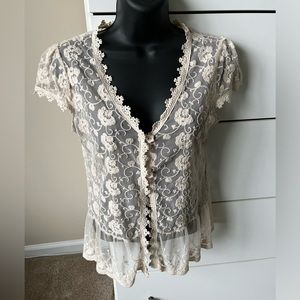 Cream lace top.